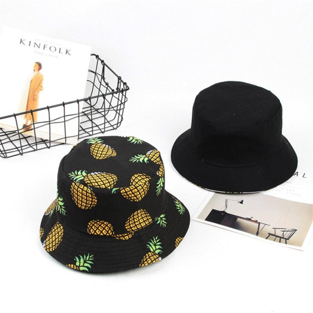  SAKVILSEC White Black Pineapple Bucket Hats for Women